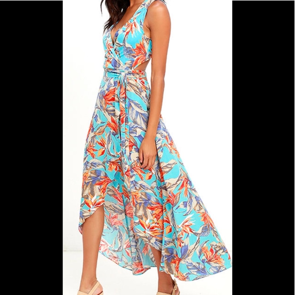 Something 2 Believe In Turquoise Floral Wrap Dress